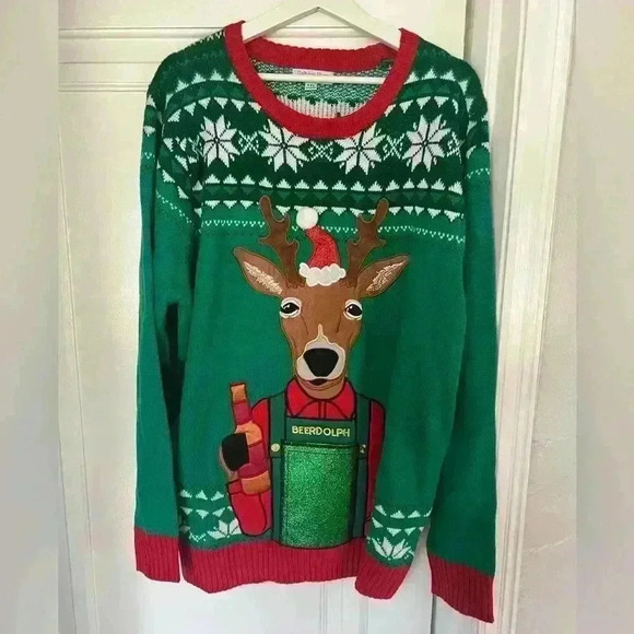 Ugly Holiday Hype Beerdolph Christmas Sweater - Adult XXL - Picture 3 of 9